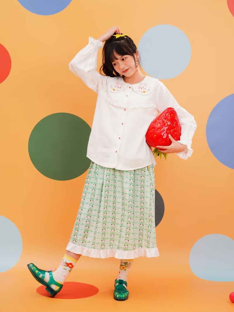 小兔子嗡嗡襯衣復古昭和可愛舒服透氣純棉天絲精美刺