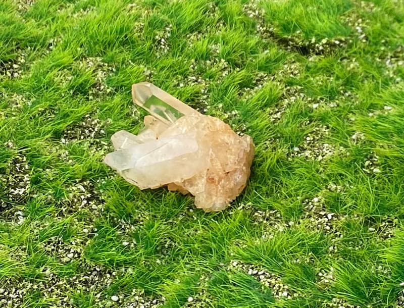 天然原礦可愛小迷你浪漫粉皮白水晶簇  辦公室 風水 療癒 擺件