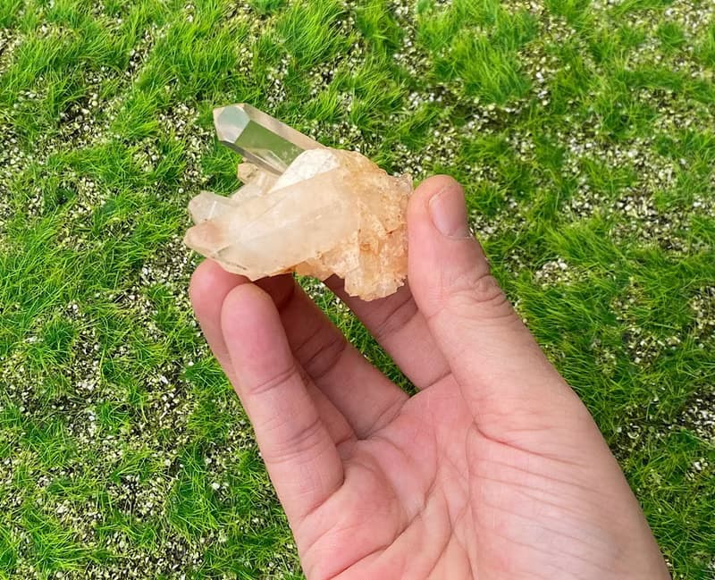 天然原礦可愛小迷你浪漫粉皮白水晶簇  辦公室 風水 療癒 擺件