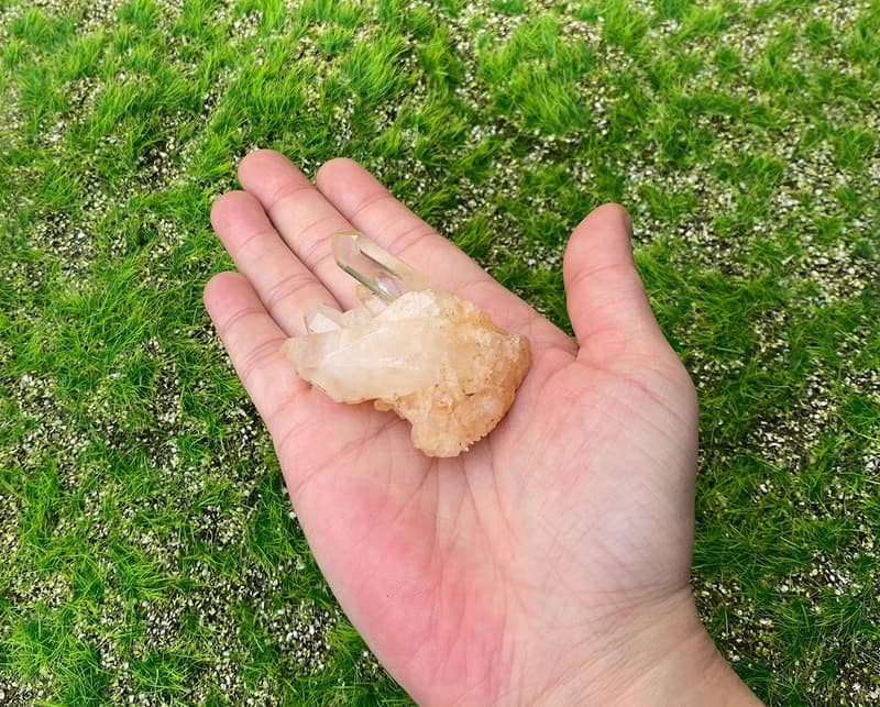 天然原礦可愛小迷你浪漫粉皮白水晶簇  辦公室 風水 療癒 擺件
