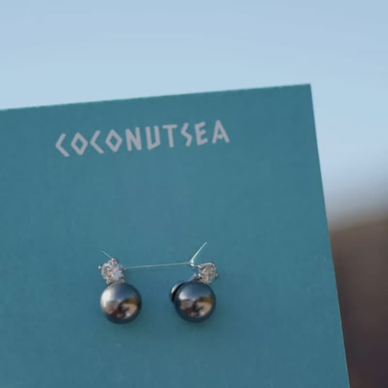 大溪地女孩黑珍珠耳環 Black Pearl Earrings