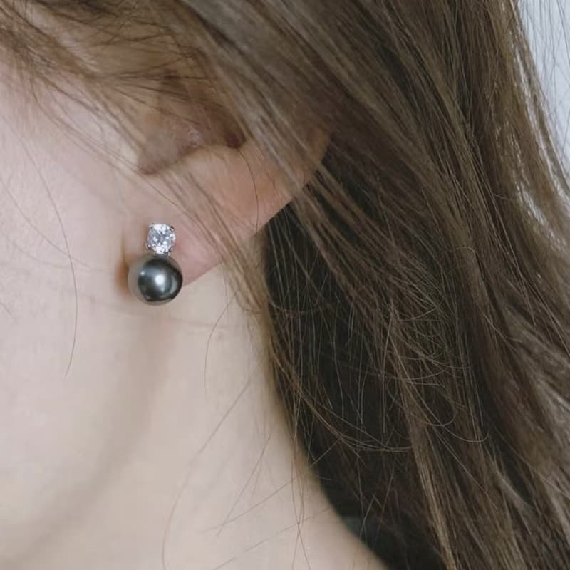 大溪地女孩黑珍珠耳環 Black Pearl Earrings