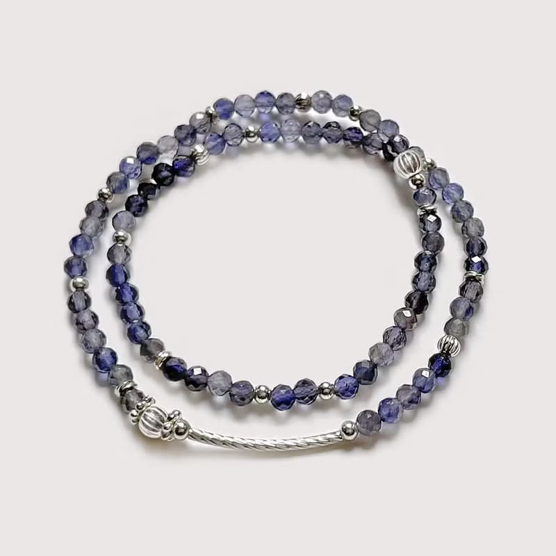 堇青石925純銀雙圈手鍊