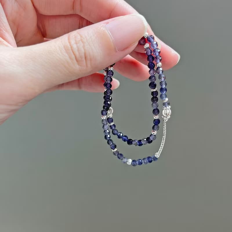 堇青石925純銀雙圈手鍊