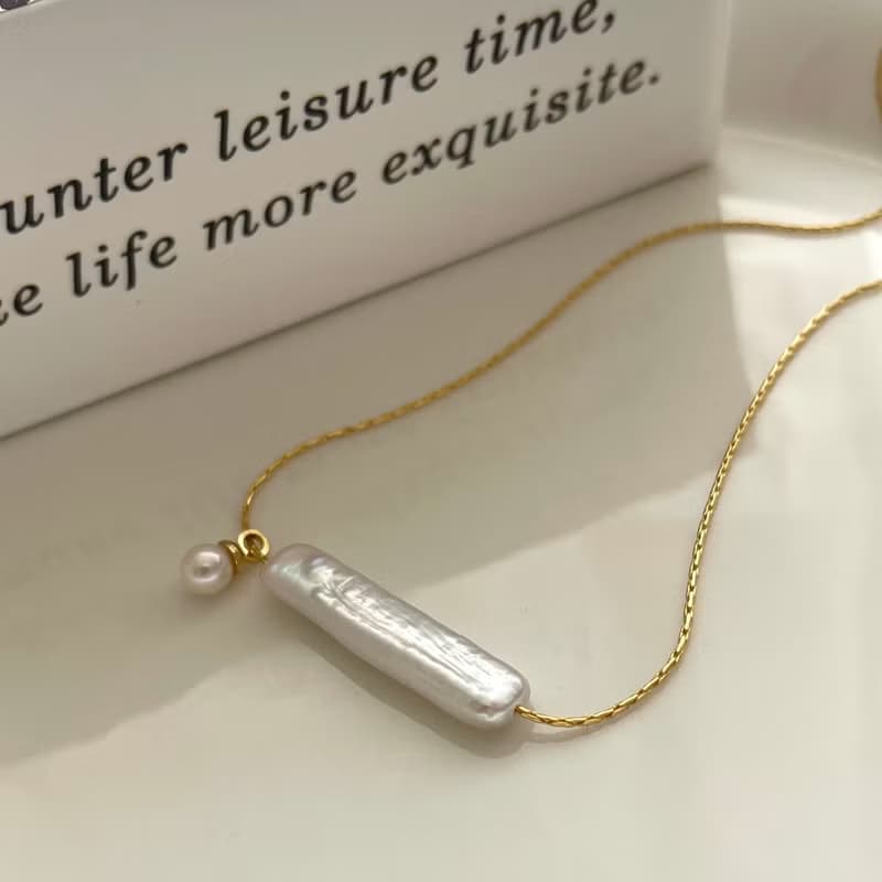 Baguette baroque pearl necklace 法棍巴洛克珍珠小铃铛项链