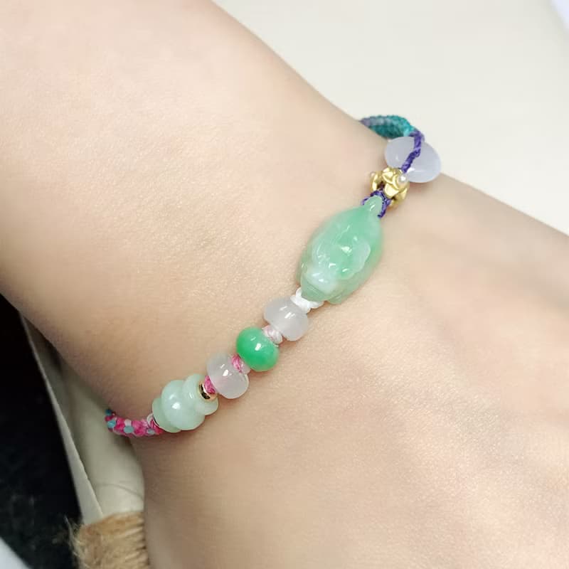 【招財神獸】飄陽綠翡翠龍龜編織手鍊 | 天然緬甸A貨翡翠 | 送禮