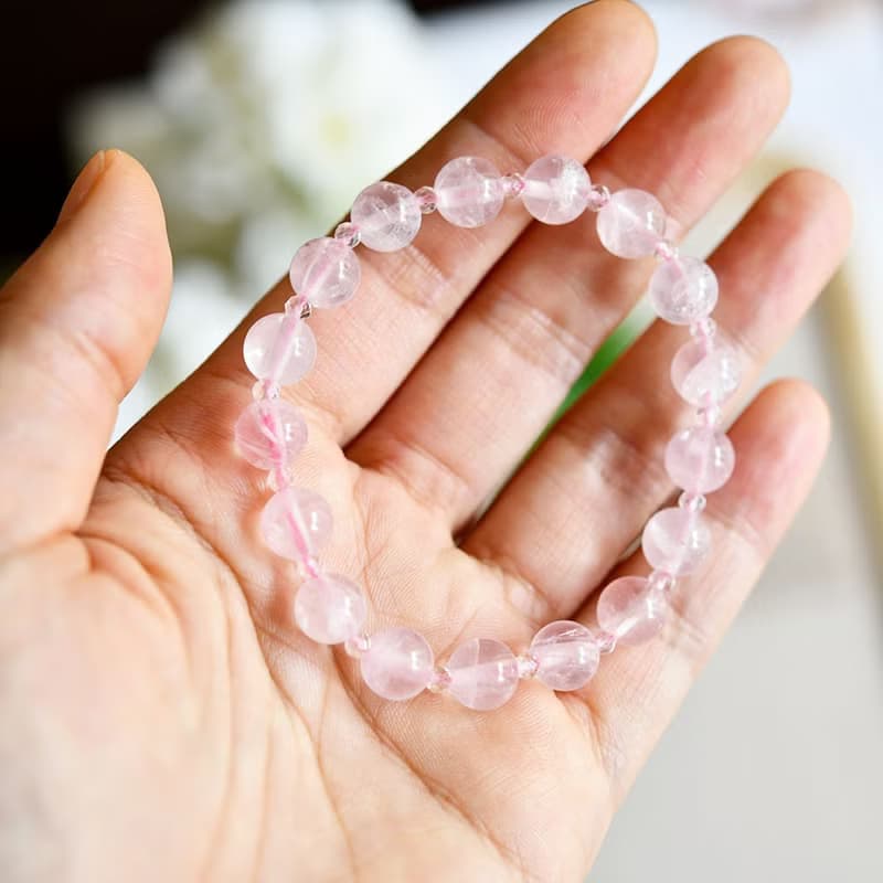薄ピンク ローズクォーツのブレスレット1本