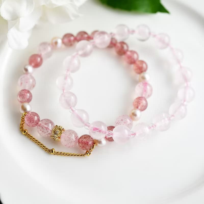 薄ピンク ローズクォーツのブレスレット1本