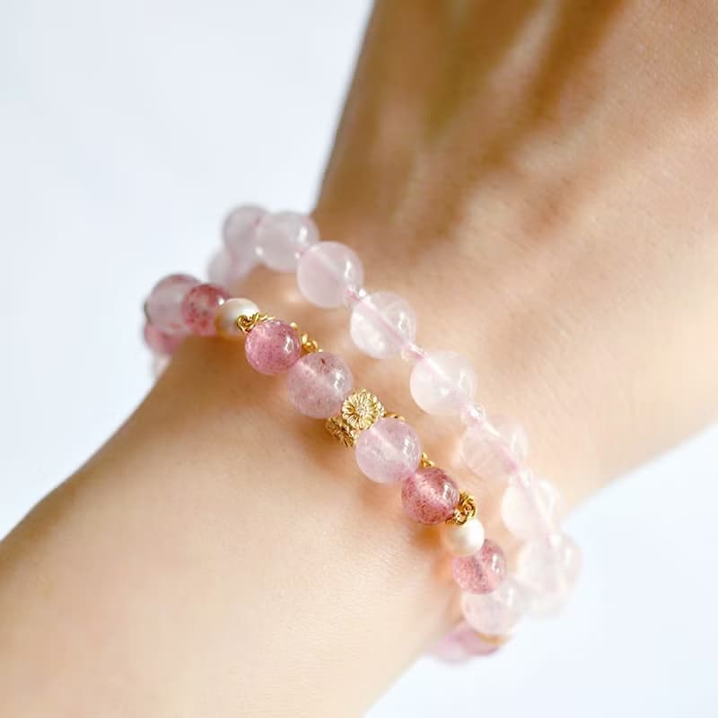 薄ピンク ローズクォーツのブレスレット1本