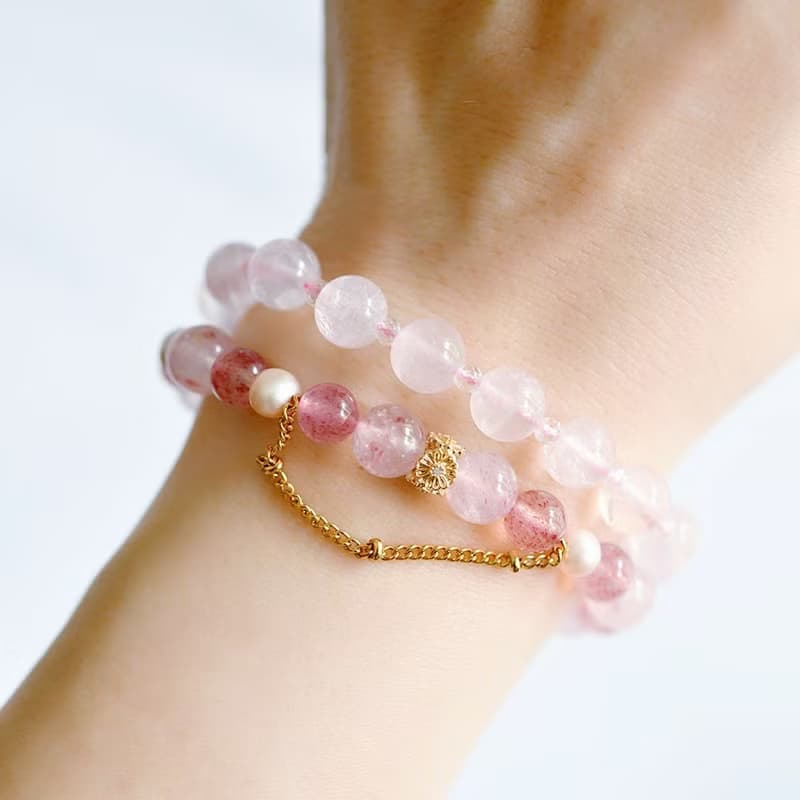 薄ピンク ローズクォーツのブレスレット1本