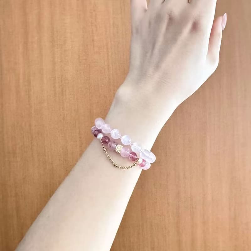 薄ピンク ローズクォーツのブレスレット1本