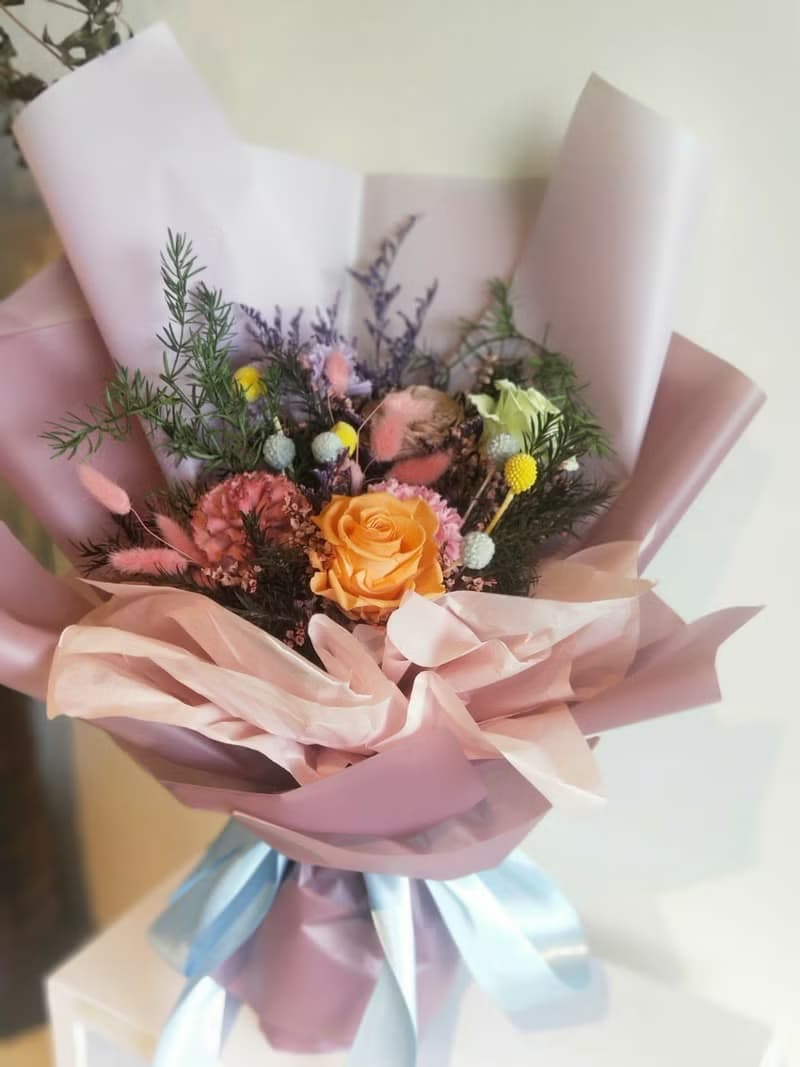 永生玫瑰康乃馨乾燥花束 情人節禮物 求婚花束  七夕