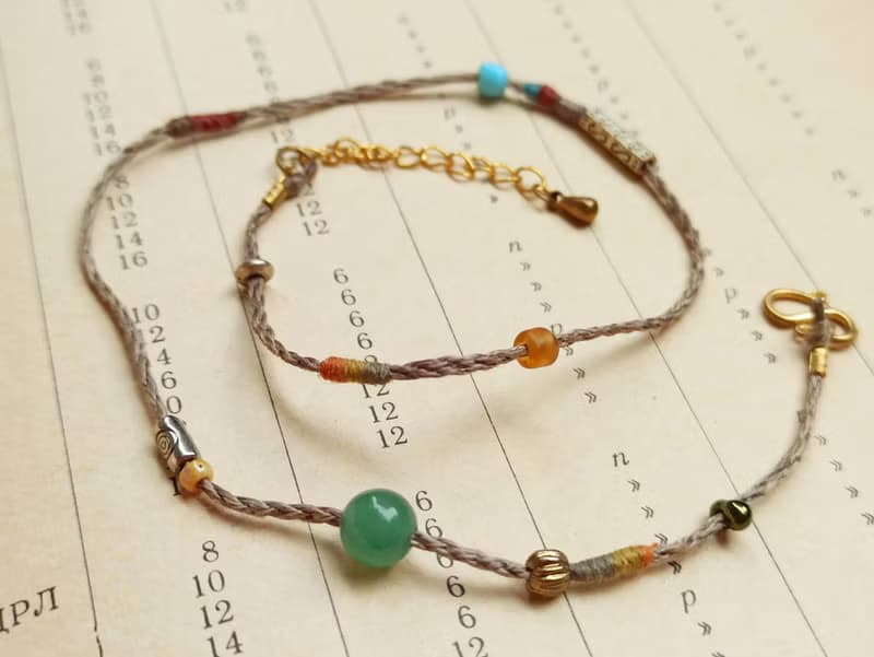 手編雙圈苧麻彩繩手鏈(兩色可選)