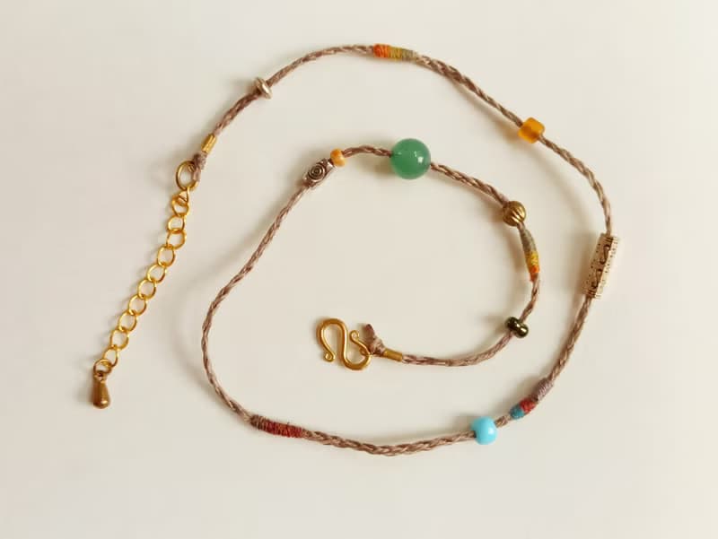 手編雙圈苧麻彩繩手鏈(兩色可選)