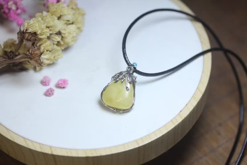 天然蜜蠟 水滴吊飾 S925銀鑲嵌項鏈 送禮 女生禮物