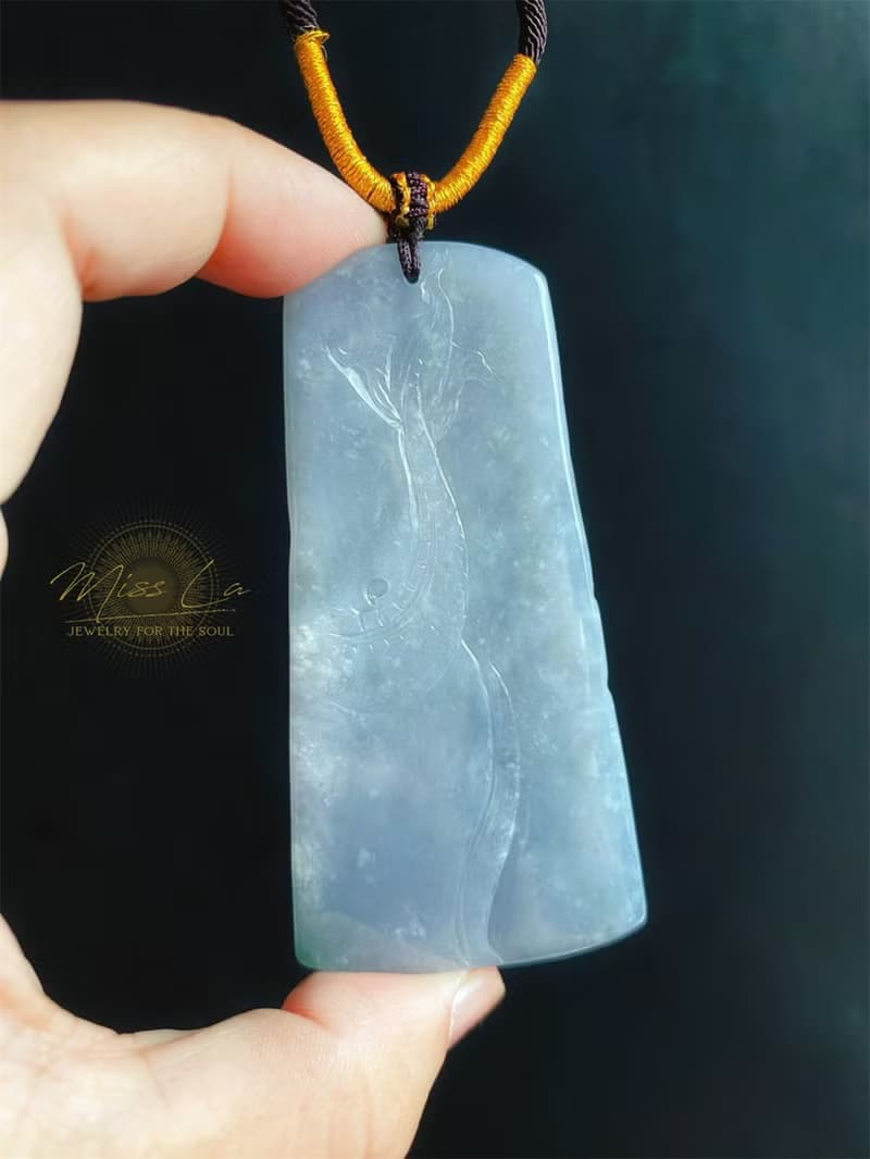 藍灰色調龍牌 天然緬甸玉翡翠 吊墜 招財守護 平安富貴 項鍊