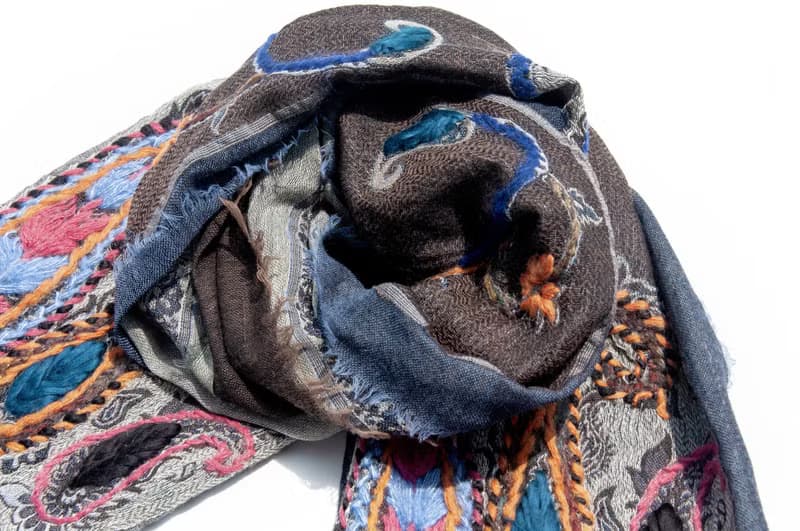 喀什米爾Cashmere/水煮羊毛披肩/針織圍巾/刺繡圍巾/羊絨披巾-花