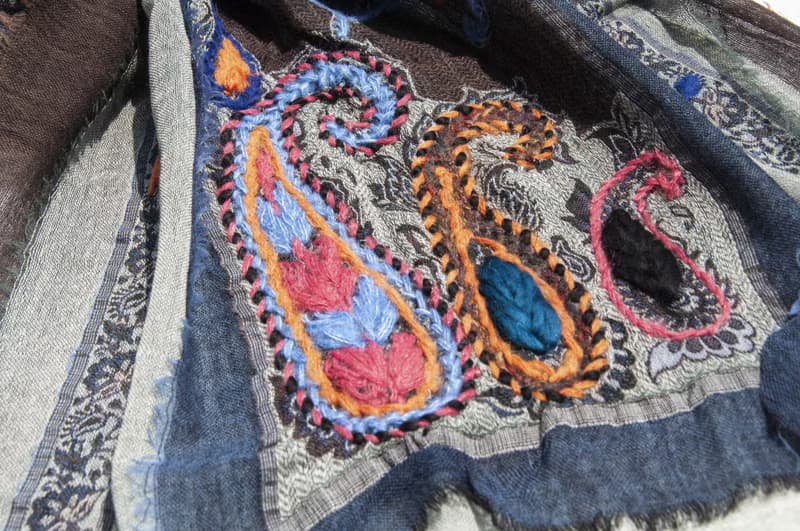 喀什米爾Cashmere/水煮羊毛披肩/針織圍巾/刺繡圍巾/羊絨披巾-花