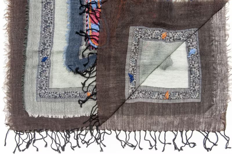 喀什米爾Cashmere/水煮羊毛披肩/針織圍巾/刺繡圍巾/羊絨披巾-花