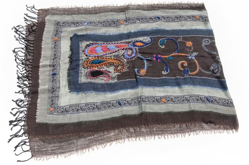 喀什米爾Cashmere/水煮羊毛披肩/針織圍巾/刺繡圍巾/羊絨披巾-花