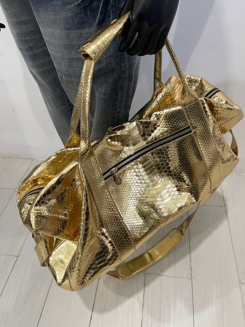 Snakeskin Weekender Duffle Bag Leather Weekender Bag Snakeskin Travel Bag