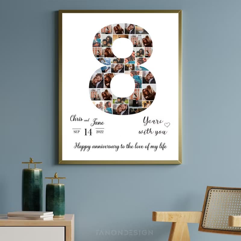 【數位】0-9 Number Photo collage Editable Canva Template, Anniversary Gift, Birthday