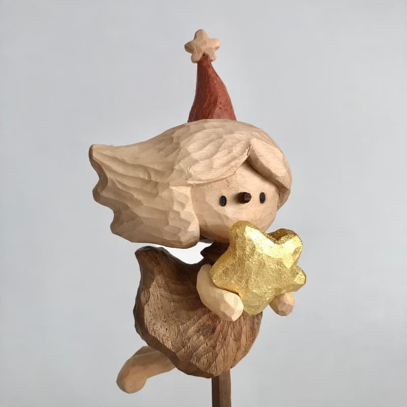 木雕作品 聖誕節的星辰持有者