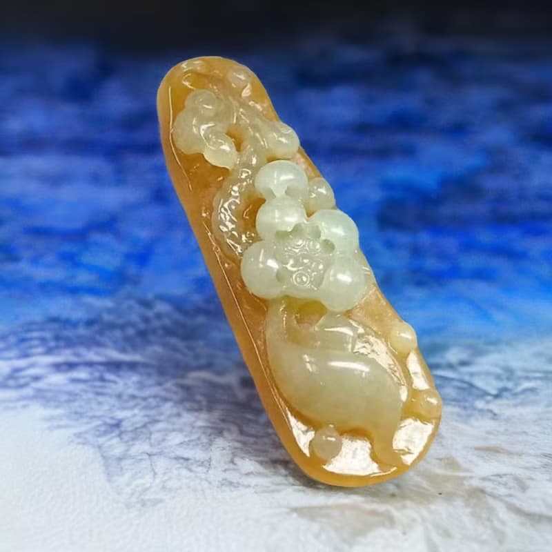 冰黃翡翡翠巧雕蓮花 | 天然緬甸玉A貨翡翠 | 送禮