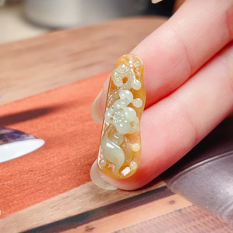 冰黃翡翡翠巧雕蓮花 | 天然緬甸玉A貨翡翠 | 送禮