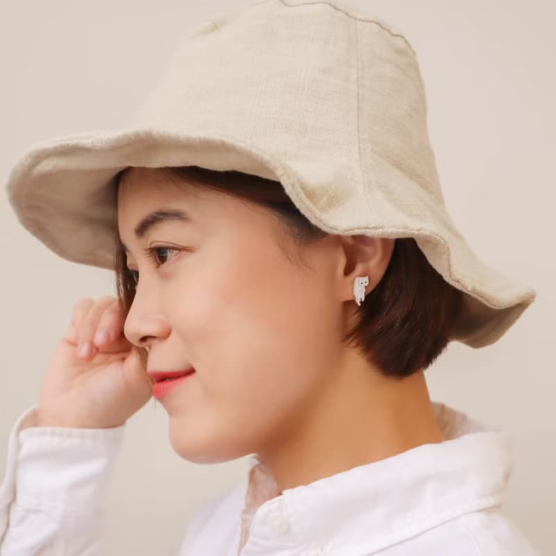 貓咪 鬱金香 耳夾  夾式耳環
