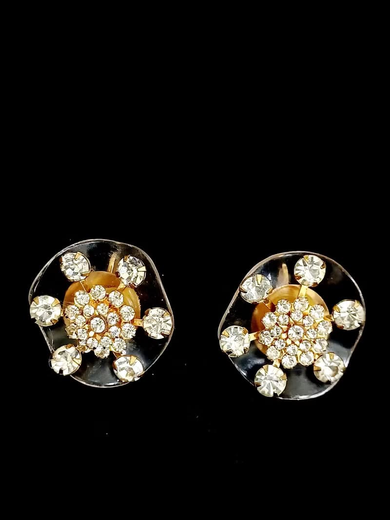 vintage jewelry  典雅萊茵太陽花 夾式耳環