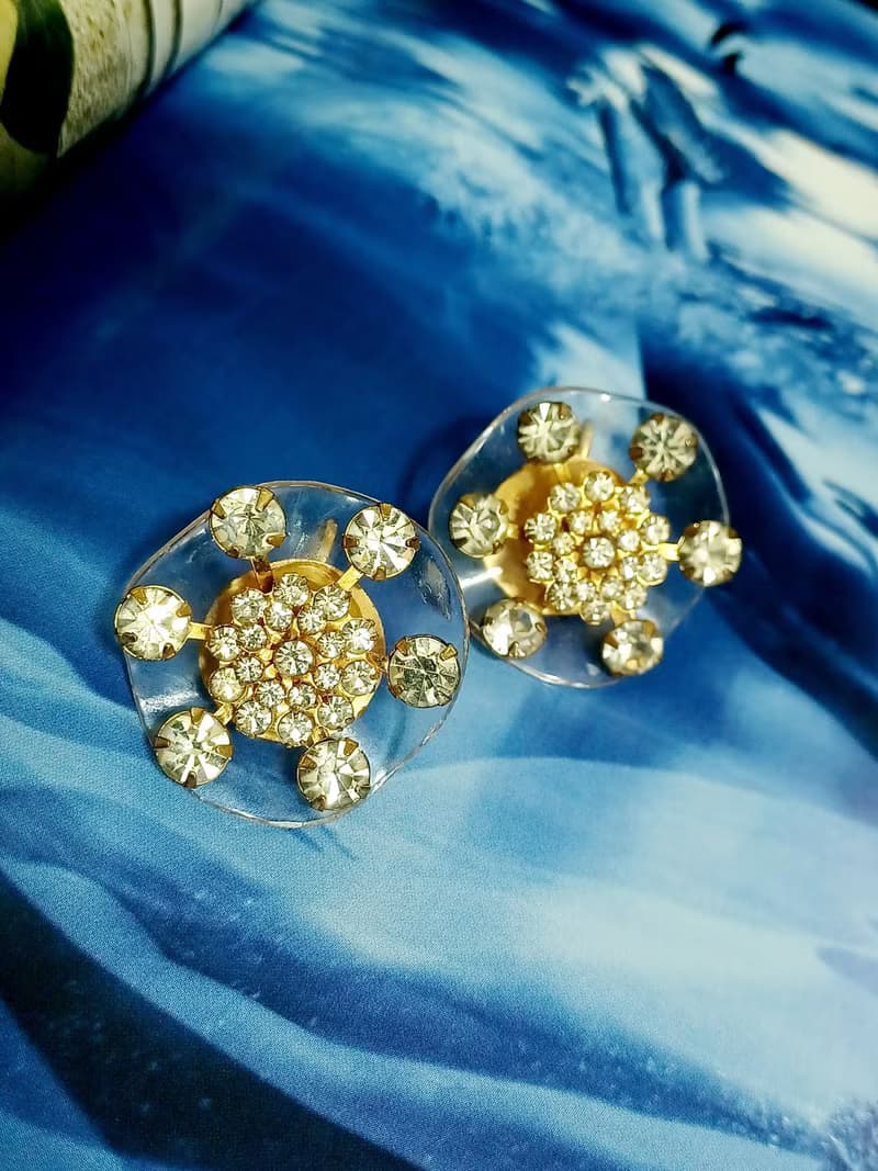 vintage jewelry  典雅萊茵太陽花 夾式耳環