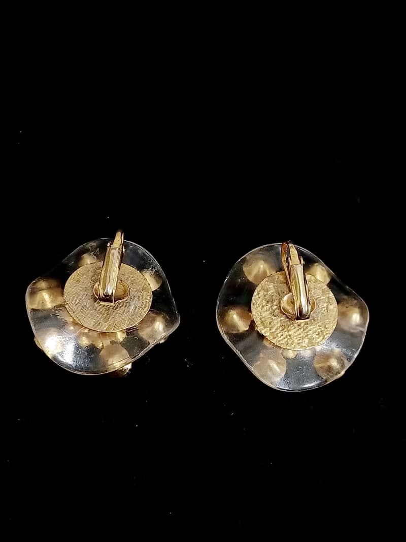 vintage jewelry  典雅萊茵太陽花 夾式耳環
