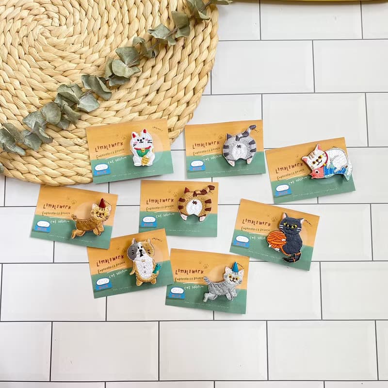 刺繡別針/燙貼 | 貓咪系列 | 招財貓 | Littdlework