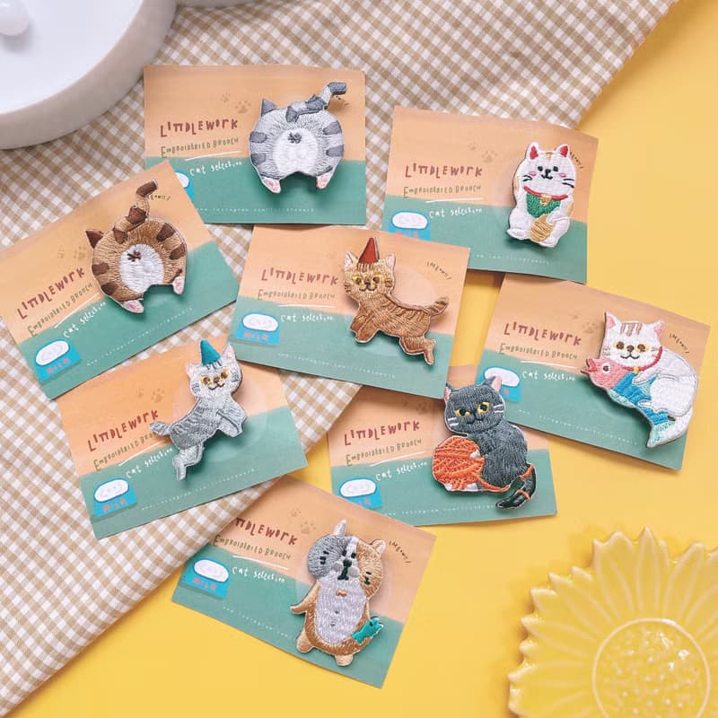 刺繡別針/燙貼 | 貓咪系列 | 招財貓 | Littdlework