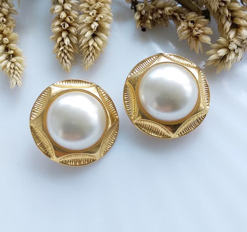 Vintage Jewelry 西洋古董飾品 經典 優雅風格 仿珠 夾式耳環