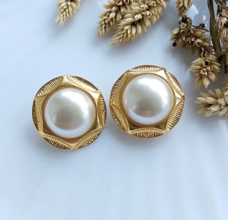 Vintage Jewelry 西洋古董飾品 經典 優雅風格 仿珠 夾式耳環