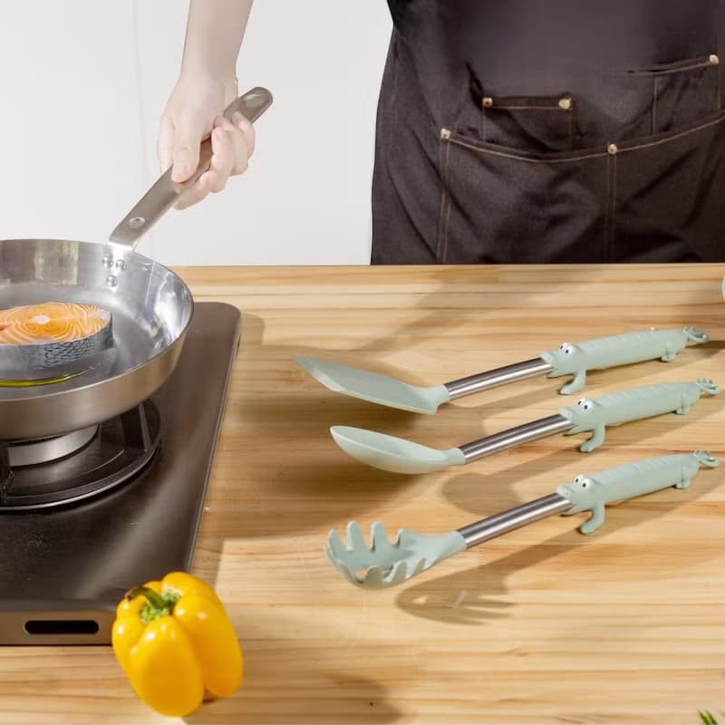 Bone蹦克/不沾鍋造型立掛廚具3件組 鍋鏟 湯杓 漏杓 食品級耐高溫