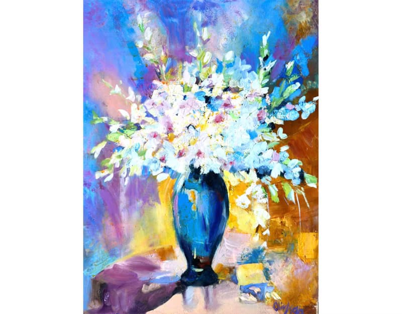 Gladiolus Painting Bouquet Oil Artwork Floral Art Flower Oil Painting