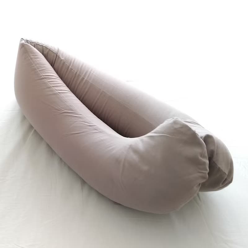 ::微瑕疵品(最後一張圖)::微粒型孕婦枕-棉麻灰  |  長枕.舒壓.助