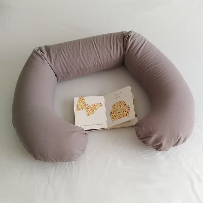 ::微瑕疵品(最後一張圖)::微粒型孕婦枕-棉麻灰  |  長枕.舒壓.助