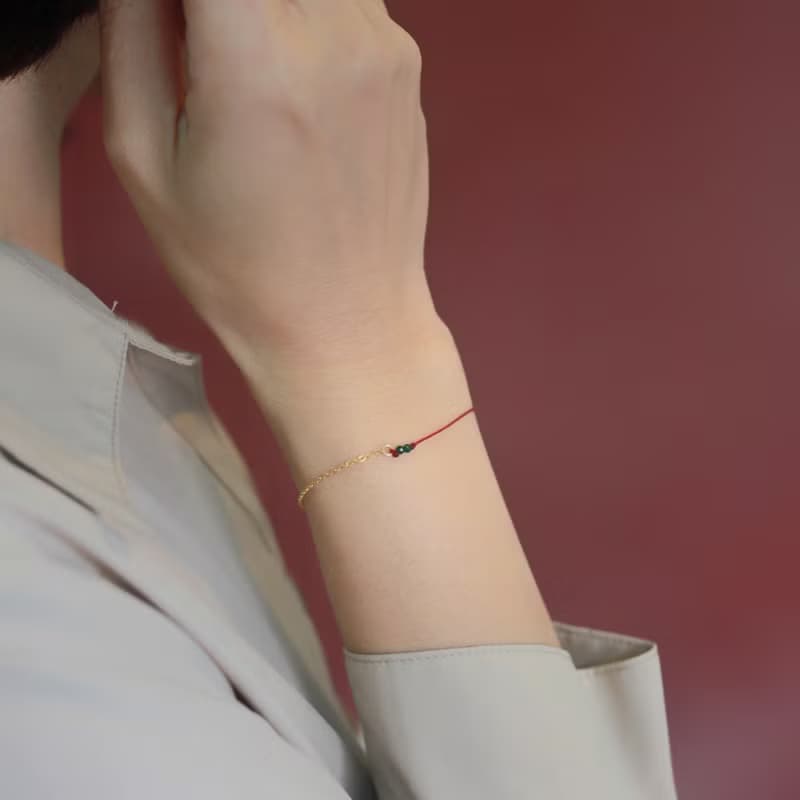 【聖誕飾品】獻上祝福 生命善愛 14k注金手鍊+ 紅蠟線 生日
