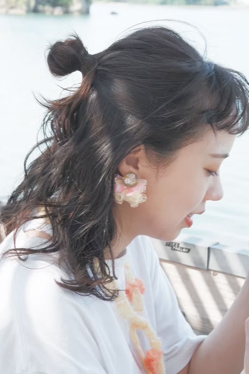 超.  立體紗裙耳環 黃粉漸層