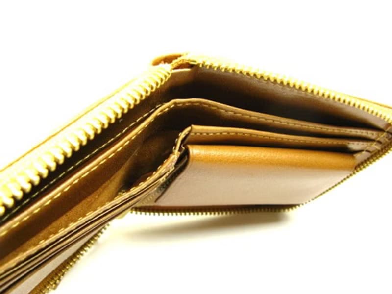 バッファロー boxファスナー二つ折り財布 キャメル