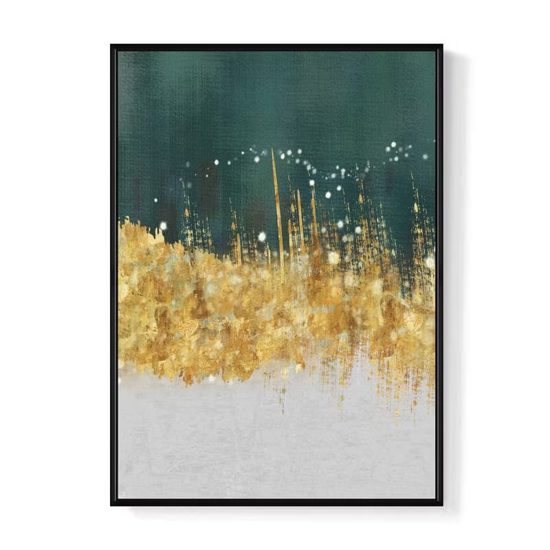 綠松石嵌金絲II - 輕奢金葉子抽象畫/居家設計/臥室掛畫/旅館佈置