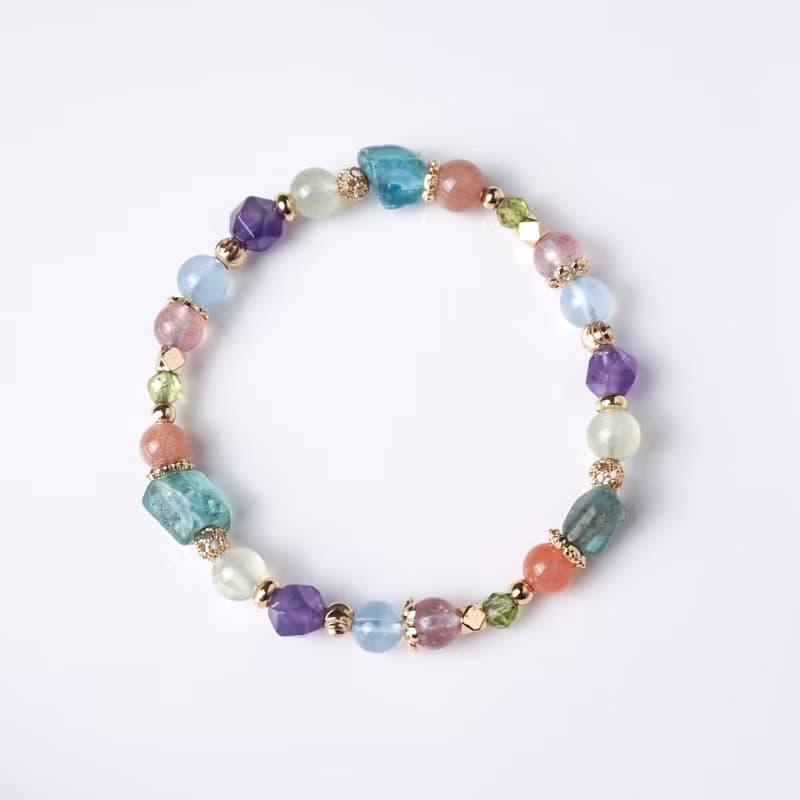 大堡礁 // 藍磷灰石橙月光石橄欖石海洋藍寶 手鍊 // 溝通 智慧