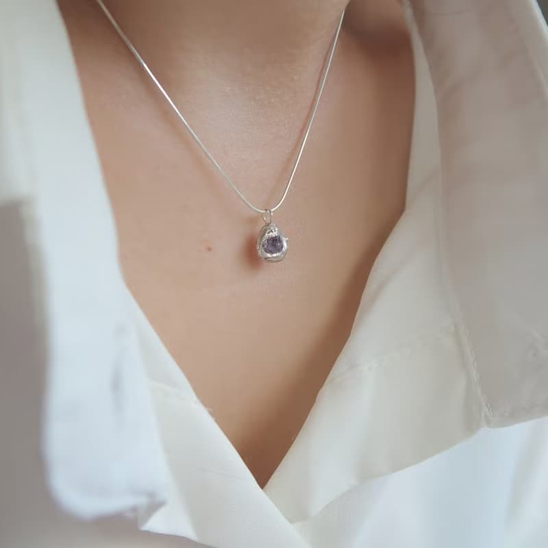 925純銀 原焠 彩色 藍寶石 尖晶石 原礦 蛇鍊 項鍊 免費送禮包裝