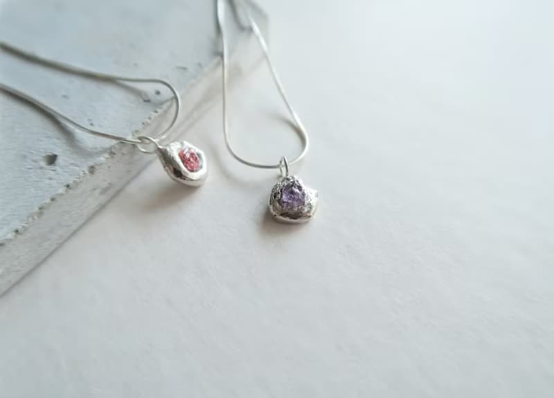 925純銀 原焠 彩色 藍寶石 尖晶石 原礦 蛇鍊 項鍊 免費送禮包裝