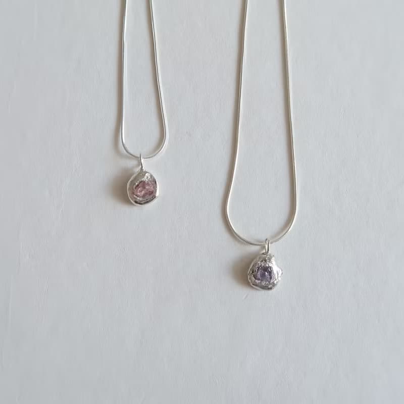 925純銀 原焠 彩色 藍寶石 尖晶石 原礦 蛇鍊 項鍊 免費送禮包裝