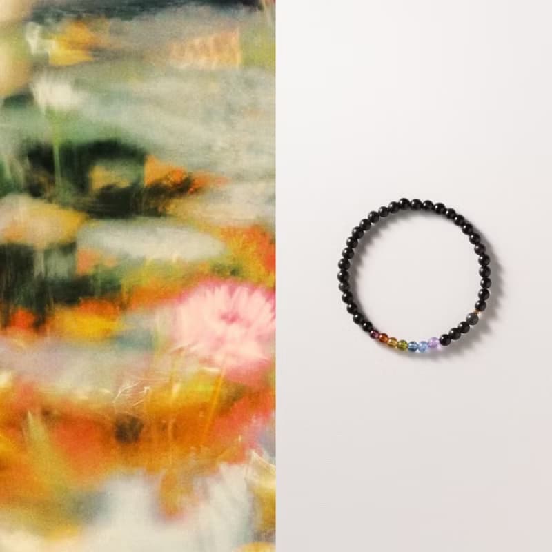 原創手工星霽天然黑曜石彩虹手串碧璽海藍寶多寶手鏈好運生日禮物